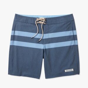 Fair Harbor men’s swim trunks size 30 blue striped drawstring boardshorts